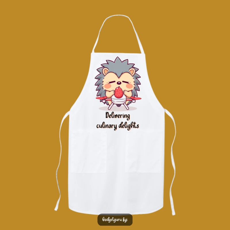 Funny Hedgehog Apron: Deliver with Ease & a Sleepy Drone