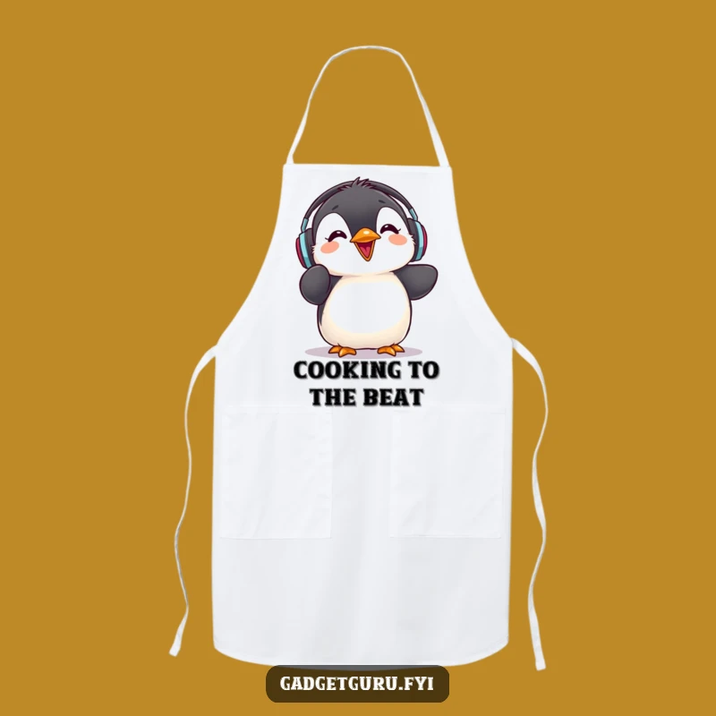 Funny Penguin Chef Apron - Cute Music Lover - Hilarious Kitchen Reviewer
