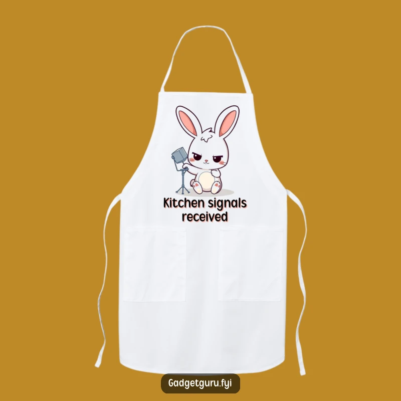 Funny Rabbit Satellite Dish Apron, Determined Chefwear, Humorous Tech Gift