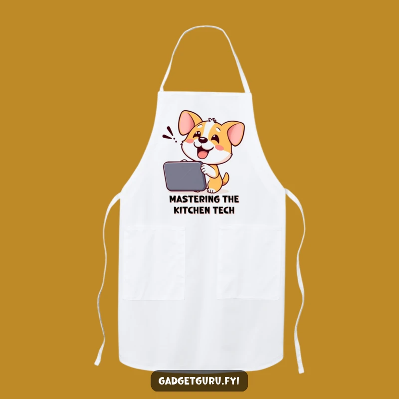 Funny Dog Apron: Cook with Cheer & a Pup Demonstrating Tech Gift