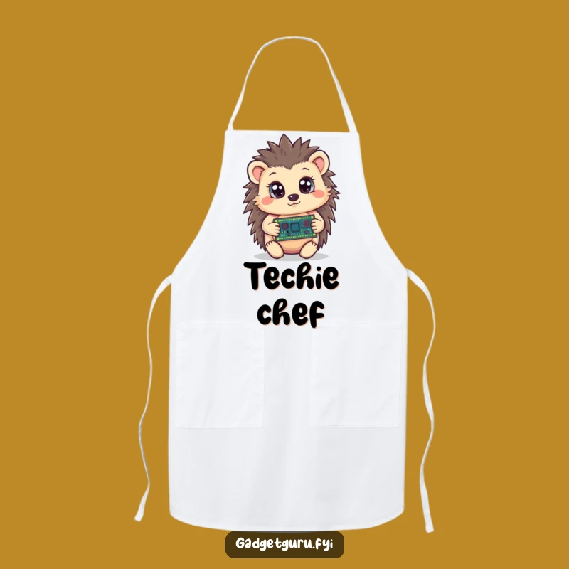 Funny Hedgehog Circuit Board Apron, Curious Chefwear, Humorous Tech Gift