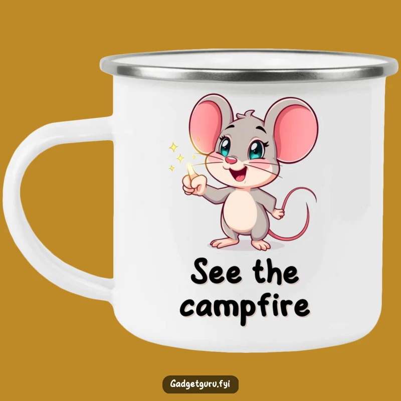 Funny Mouse Hologram Camping Mug, Excited Outdoor Gear, Humorous Gift