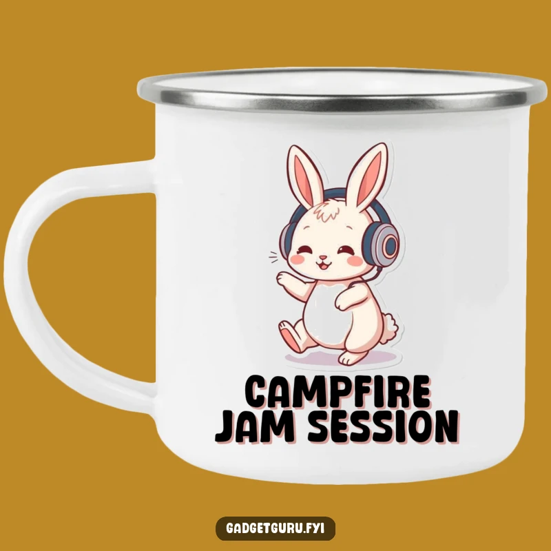 Funny Rabbit DJ Camping Mug: Playful Character's Musical Beats
