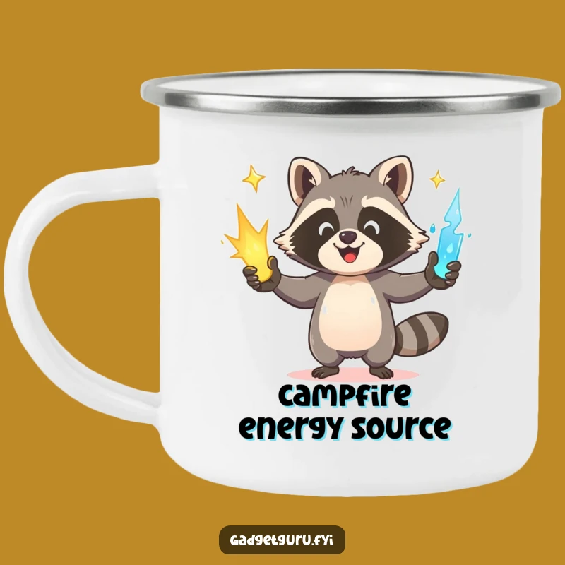 Funny Raccoon Camping Mug: Happy Juggler Power for Outdoor Fun