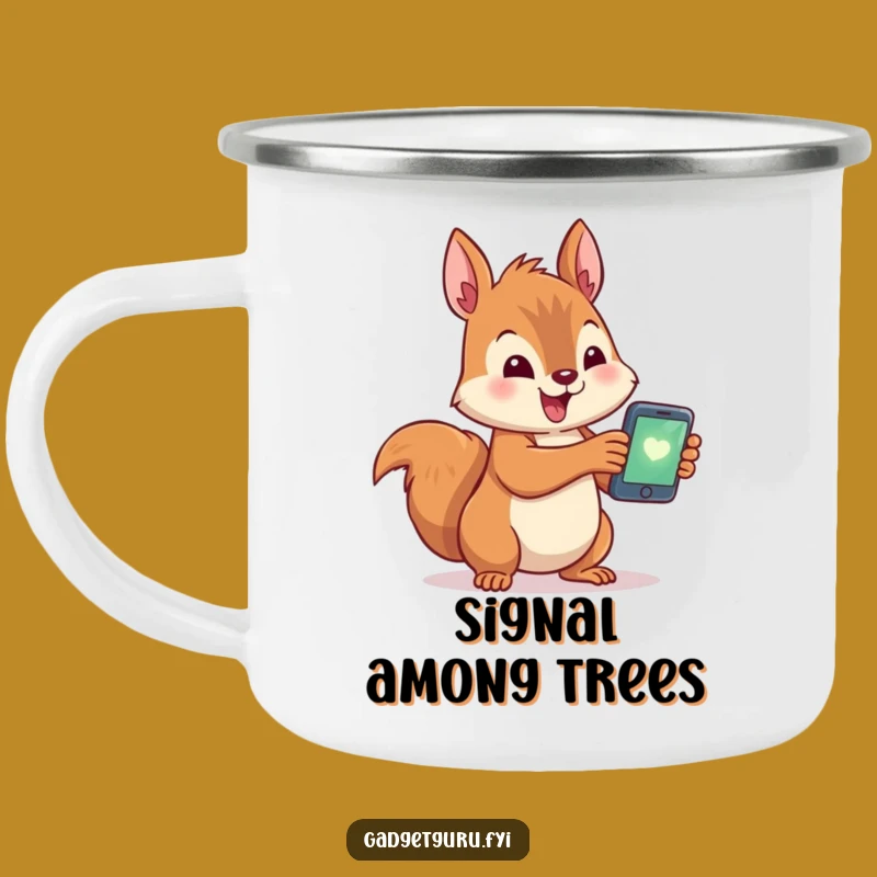 Funny Squirrel Smartphone Camping Mug - Hilarious Outdoor Techie Gift