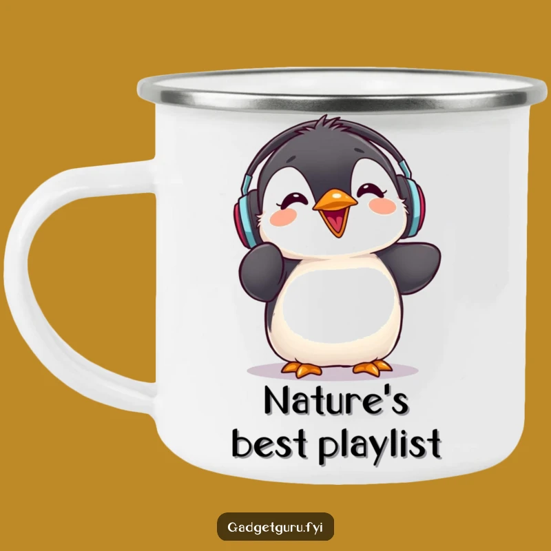 Funny Penguin Camp Mug - Cute Music Enthusiast - Outdoor Reviewer Gift
