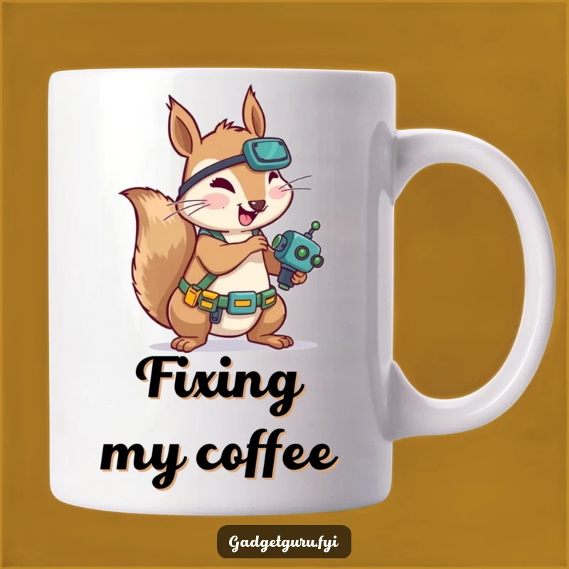 Funny Squirrel Mechanic Mug: Robot Tinkerer - Humorous Gift