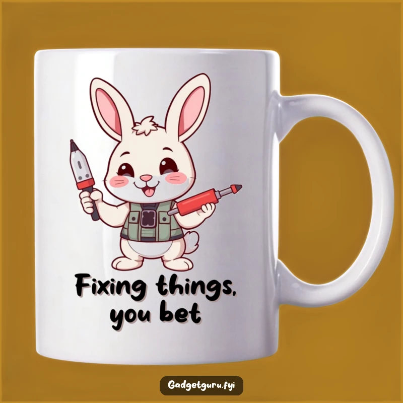 Funny Bunny Fixer Mug: Perfect Gift for the DIY Enthusiast with a Smile