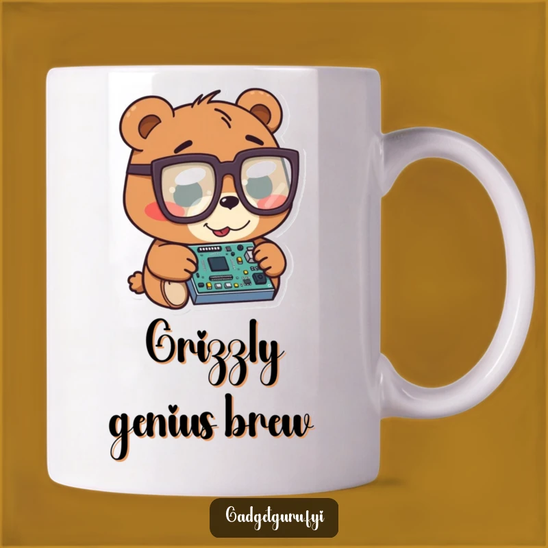 Funny Bear Tech Mug: Hilarious Gift for Nerdy Bears & Gadget Lovers