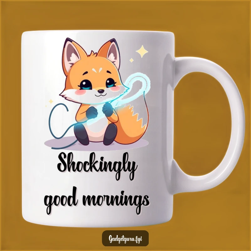 Funny Fox Electrician Mug, Glowing Wires and a Creative Funny Gift