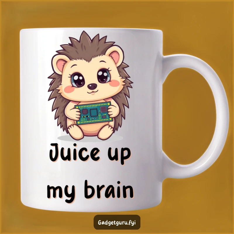 Funny Hedgehog Circuit Board Mug, Curious Techie, Geeky Humorous Gift