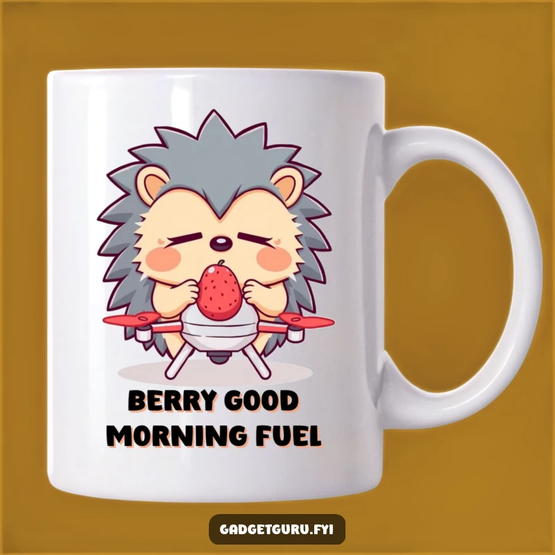 Funny Hedgehog Drone Mug: Sleepy Delivery Service Gift for Slow Risers