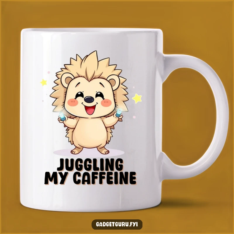 Funny Hedgehog Juggling Mug: Happy Character With Flashing LED Fun