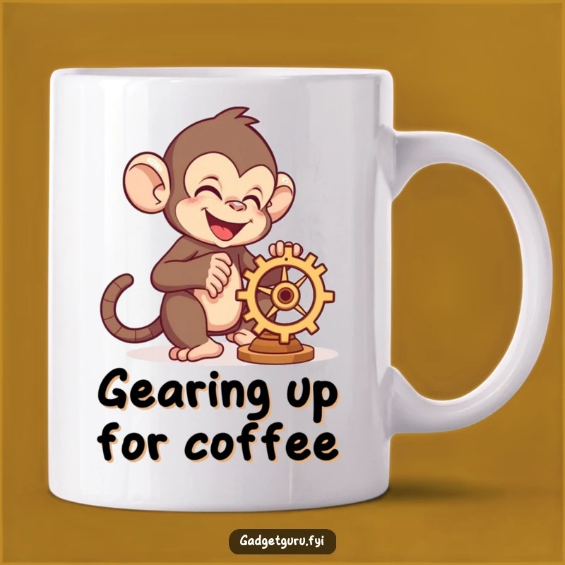 Funny Monkey Gear Mug: A Humorous Gift for the Tinkerer
