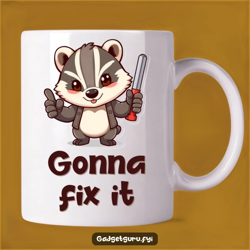 Funny Badger Tool Mug - Determined DIY Hero Gift