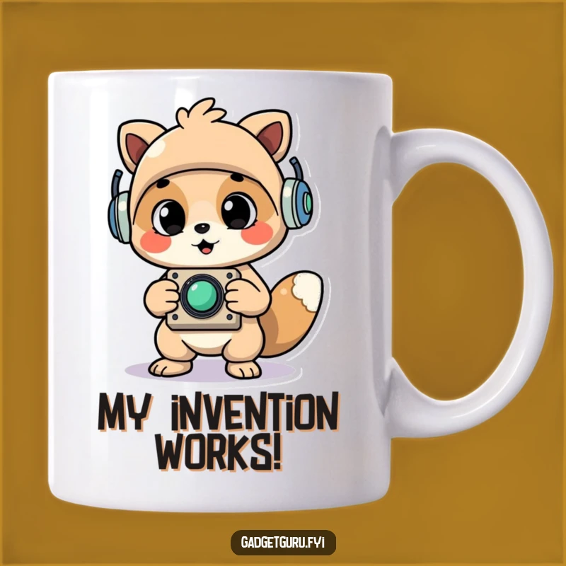 Funny Gadget Creator Mug: Celebrate Invention with Cheerful Animal Art
