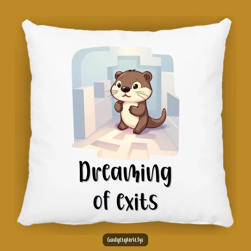 Funny Otter Maze Pillow: Determined Character's Illuminated Journey