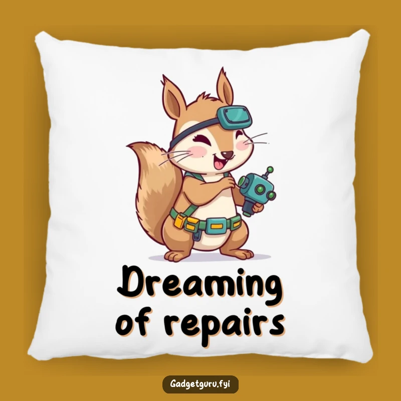 Funny Squirrel Mechanic Pillow: Cozy Robot Cushion