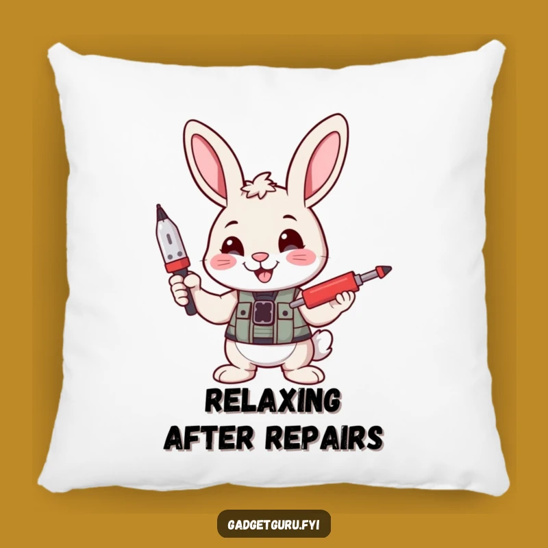 Funny Bunny Fixer Pillow: Cozy Comfort for Your Workshop