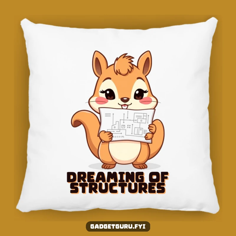 Funny Determined Squirrel Pillow: Cozy Builder Comfort, Perfect Humorous Gift!