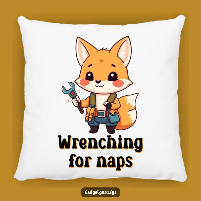 Funny Fox Mechanic Pillow - Cozy Comfort, Hilarious DIY Gift!