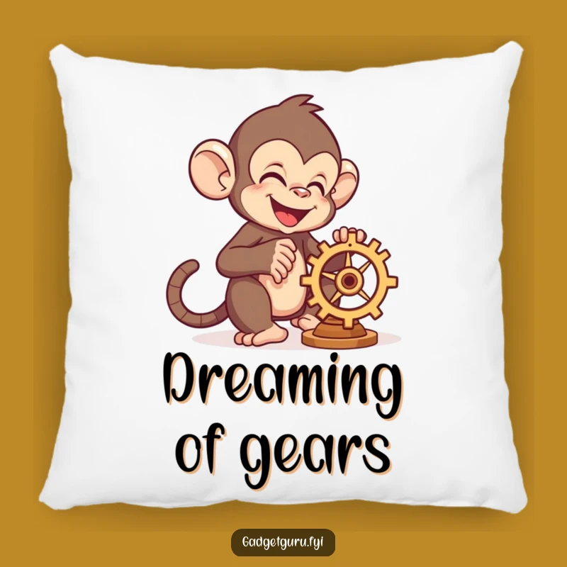 Funny Monkey Gear Pillow: Cozy Comfort for the Creative Soul
