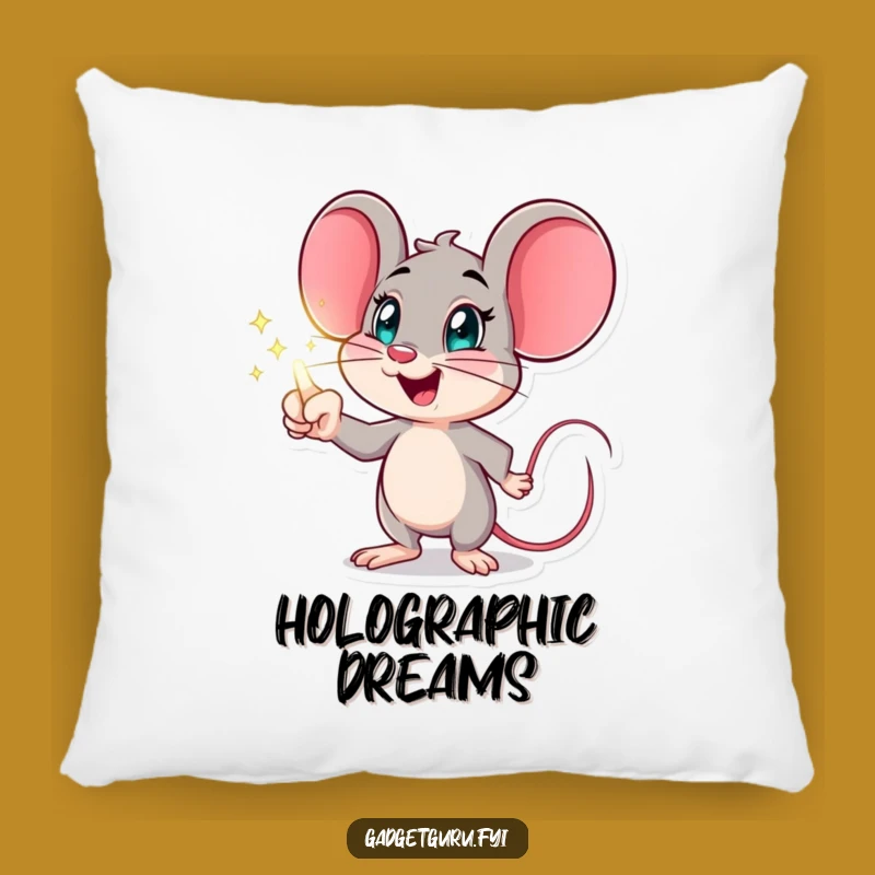 Funny Mouse Hologram Pillow, Excited Comfort, Futuristic Accent Pillow