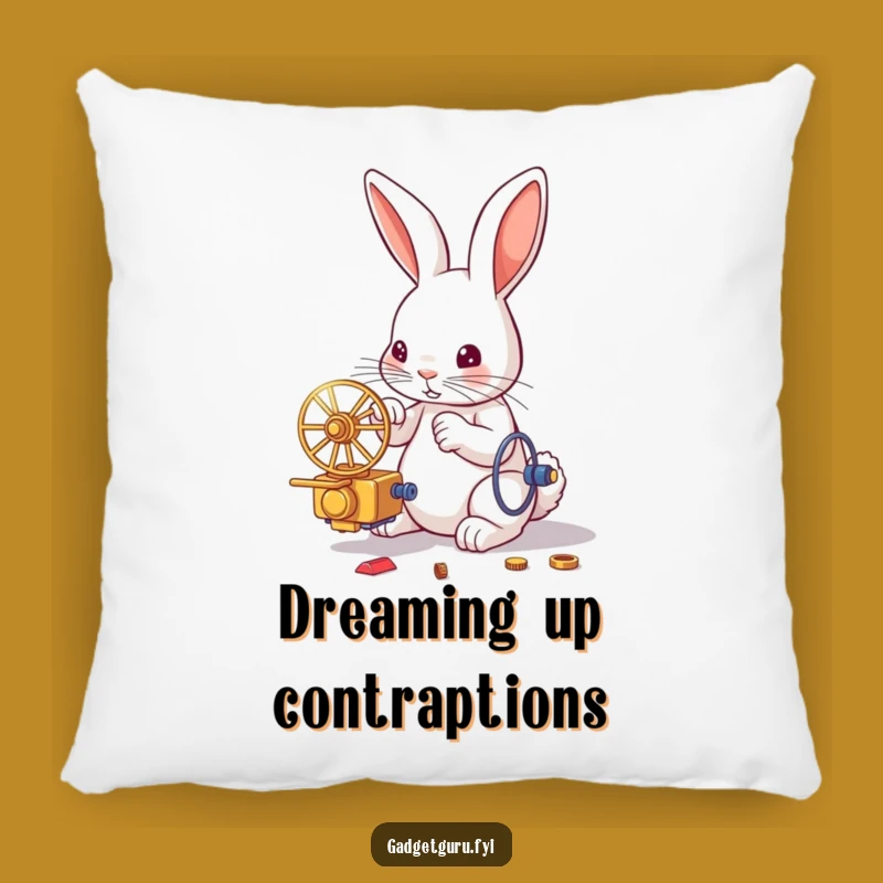 Funny Rabbit Inventor Pillow: Cozy Comfort with a Side of Genius, Cute Gift!