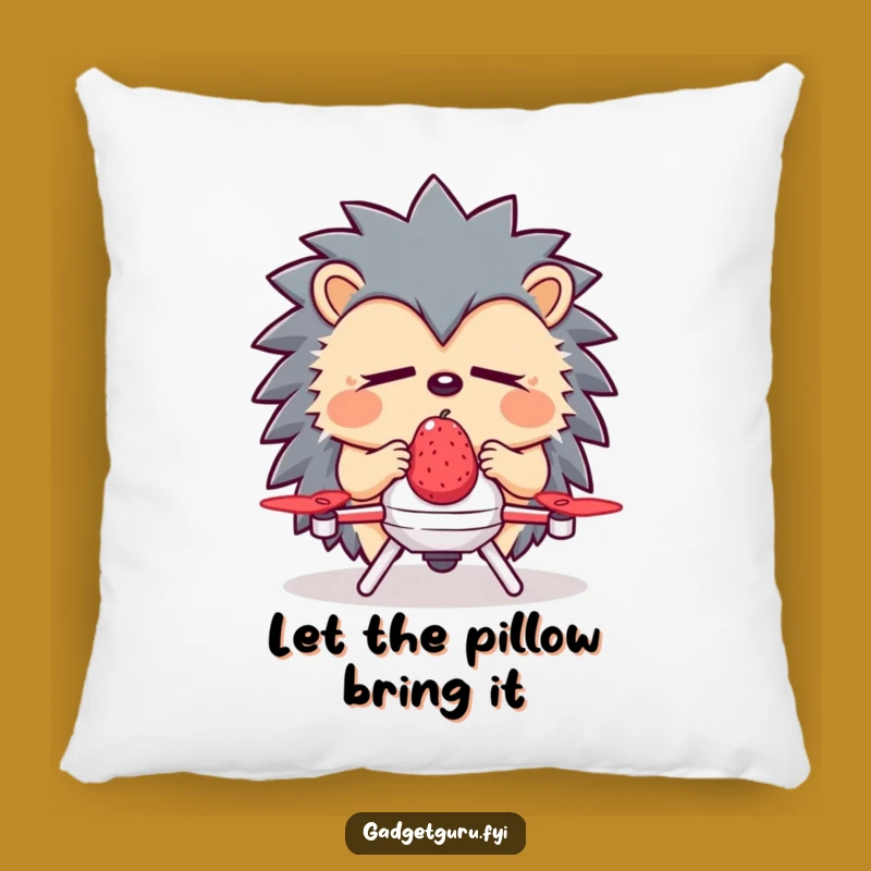 Funny Hedgehog Pillow: Cozy Sleepy Drone Delivery Comfort for Your Couch