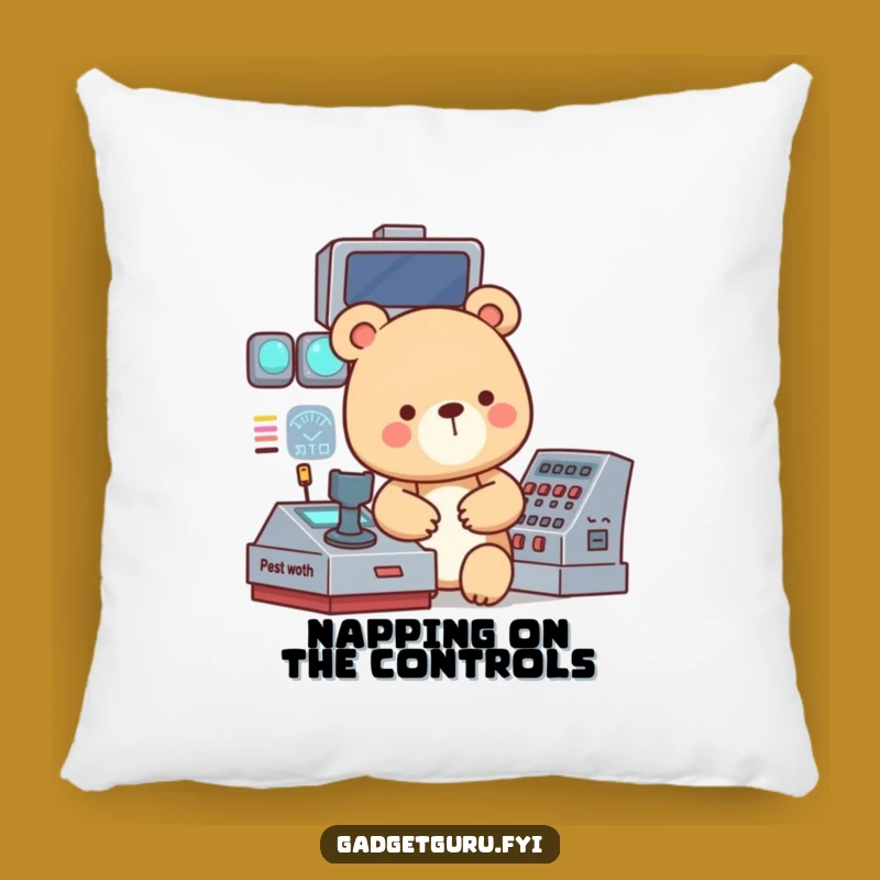 Funny Bear Tech Pillow: Soft Focused Bear On Panel, Cozy Funny Gift!