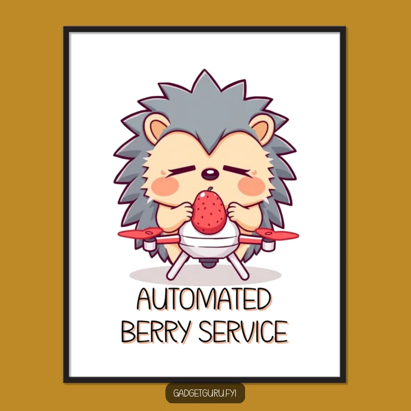 Funny Hedgehog Digital Art: Sleepy Drone Delivery for Instant Calm Decor