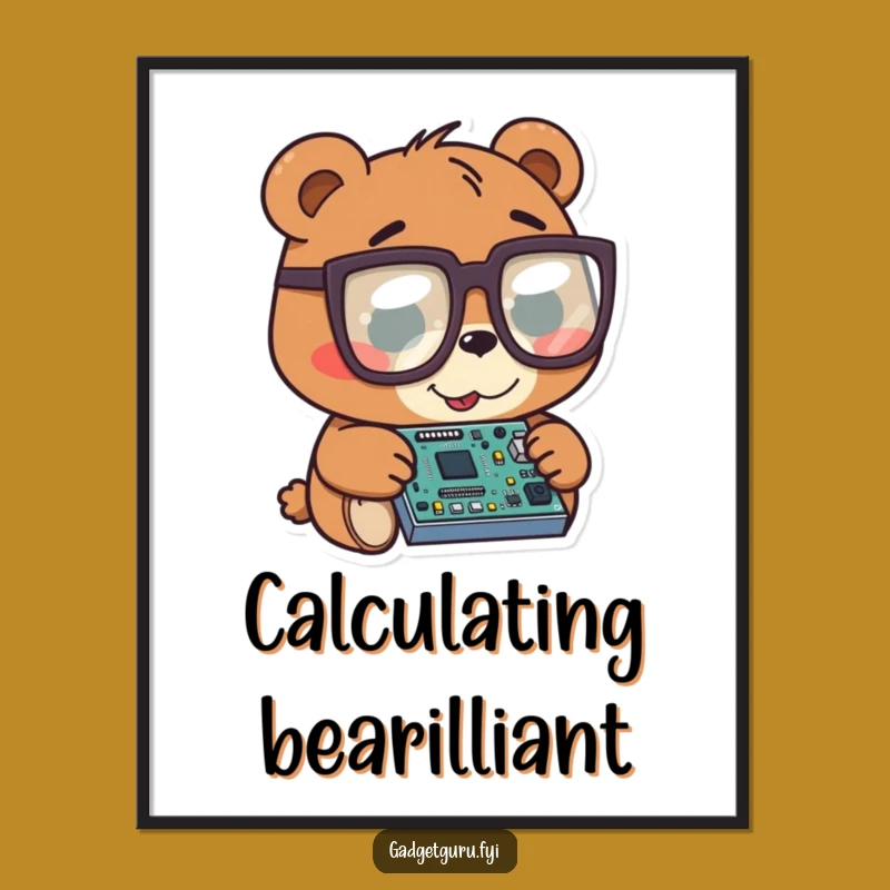 Funny Bear Tech Digital Print: Hilarious Instant Download Art