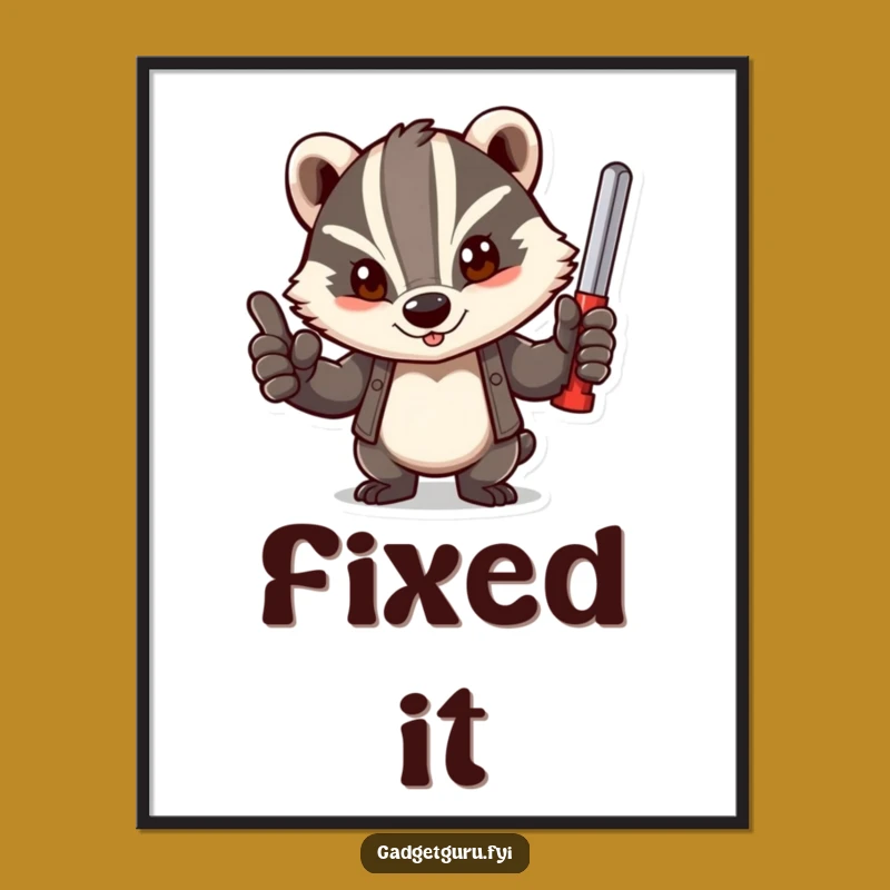 Funny Badger Tool Digital Art - Instant Determined DIY Decor