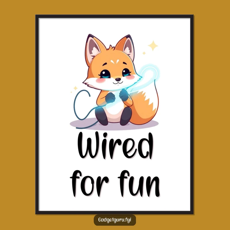 Funny Fox Inventor Digital Print, Instant Electric Decor and Creative Funny Gift