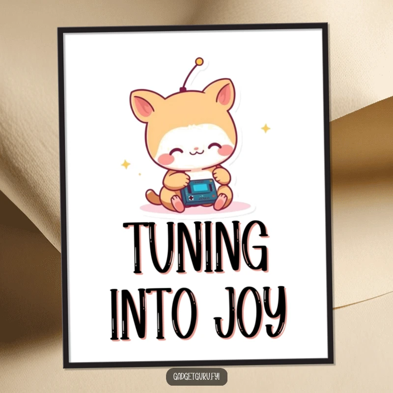 Funny Small Animal with Antenna Critter Joyfully Tinkering with a Tiny Circuit Digital Art, Whimsical Tech Design.