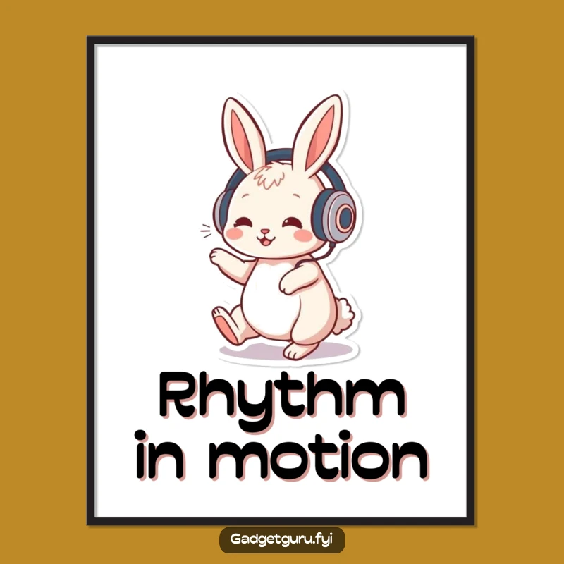 Funny Rabbit DJ Digital Art Print: Playful Character Grooving