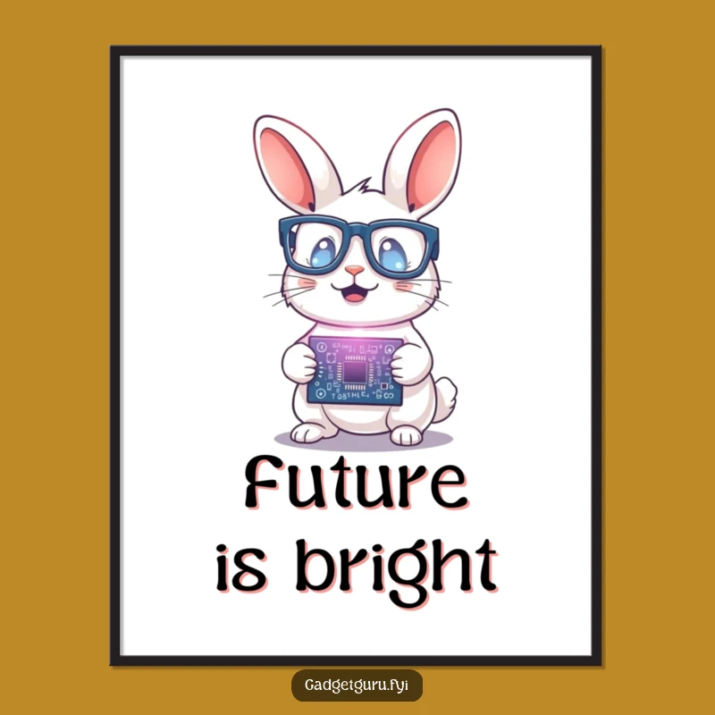 Funny Rabbit Scientist Digital Art: Circuit Board Print