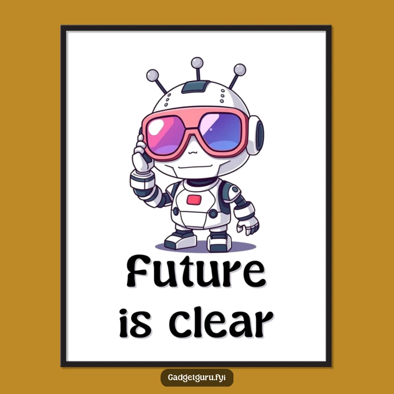 Funny Robot Future Vision Digital Print, Instant Retro Tech Decor and Funny Gift