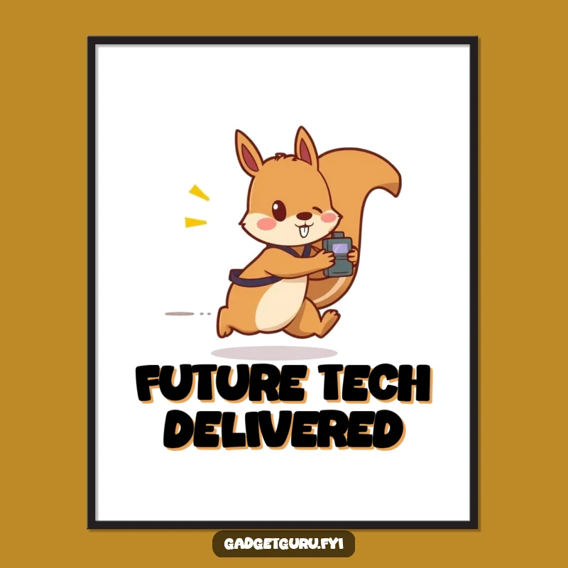 Funny Squirrel Gadget Digital Art: Instant Speed & Tech for Your Space