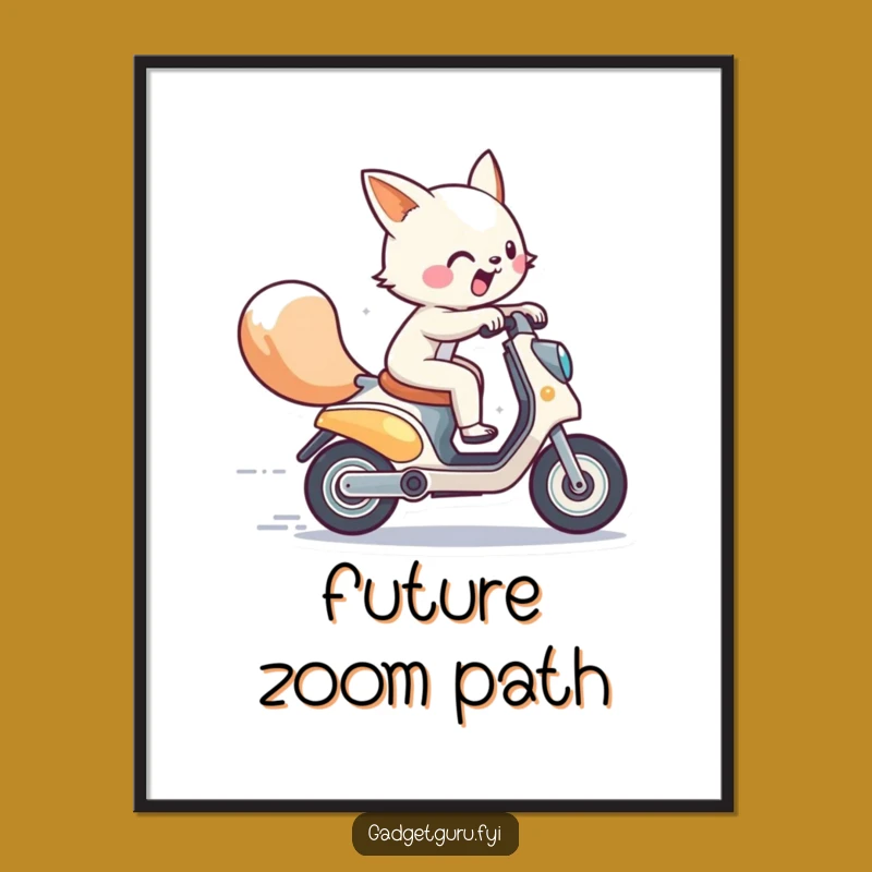 Funny Energetic Animal Scooter Zoom Print: Instant Dynamic Decor!