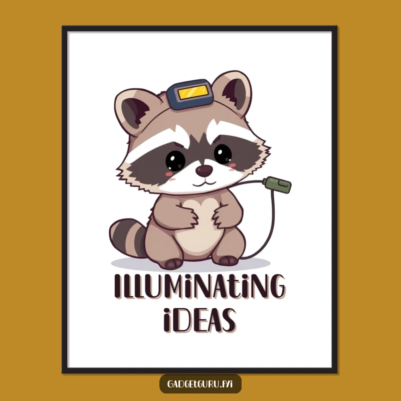 Funny Raccoon Troubleshooter Digital Art - Instant Detail, Focused Critter Print!