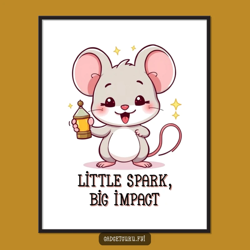 Funny Mouse Digital Art: Proud Inventor Gadget for Instant Clever Decor
