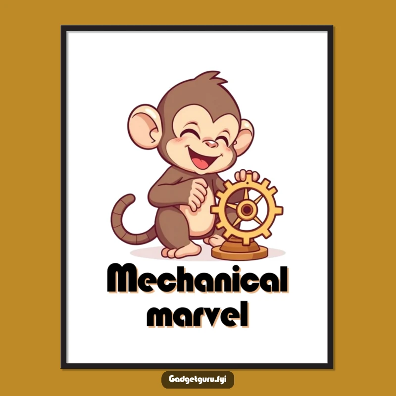 Funny Monkey Gear Digital Art: Bring Mechanical Whimsy to Your Walls