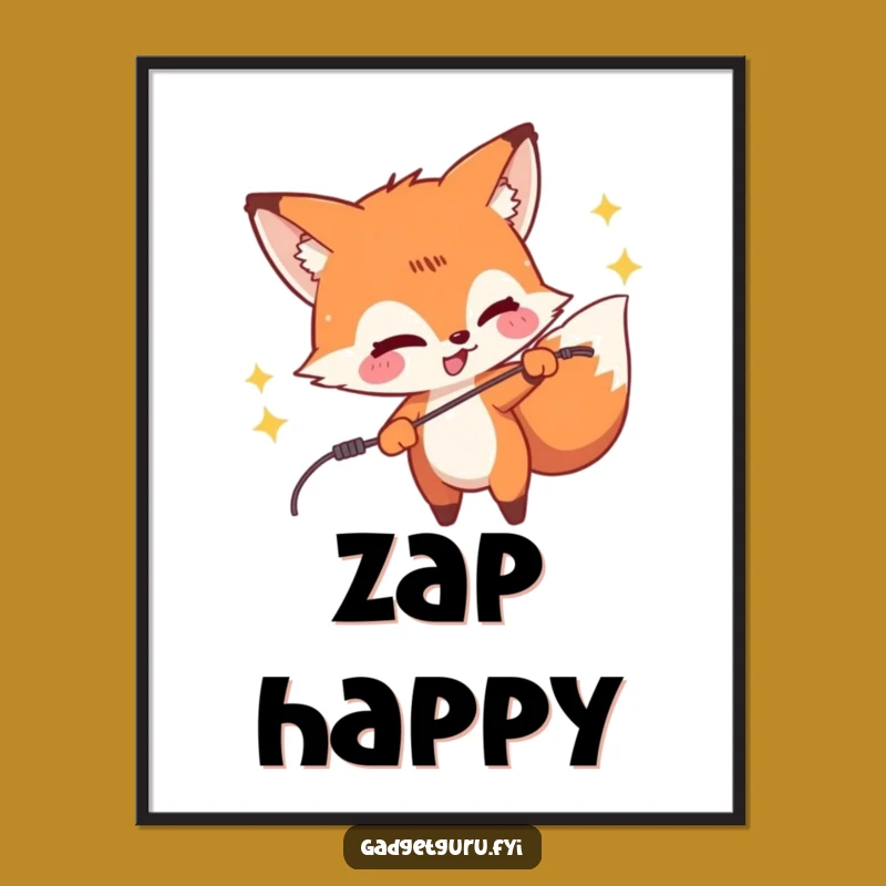 Funny Fox Zapping Wire Digital Art - Hilarious Instant Prankster Decor