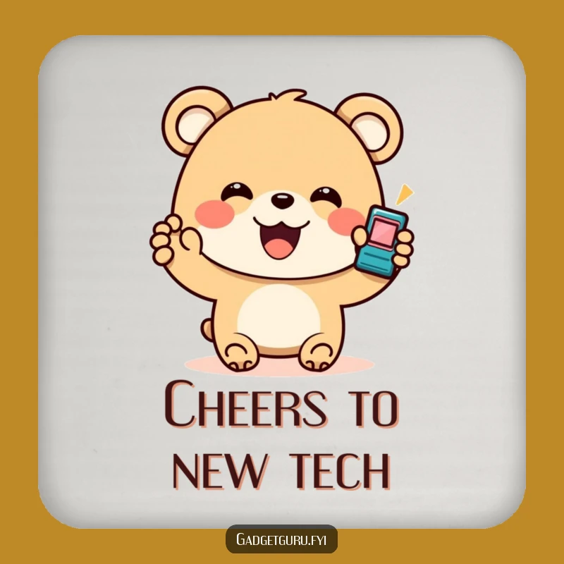 Funny Bear Gadget Coaster: Protect Surfaces with Tech Enthusiasm