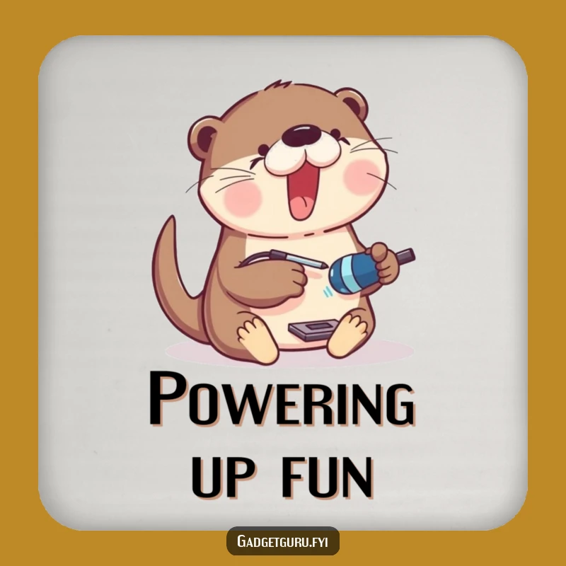 Funny Otter Gadget Builder Coaster - Excited Tinkerer Otter Drink Protector Funny Gift