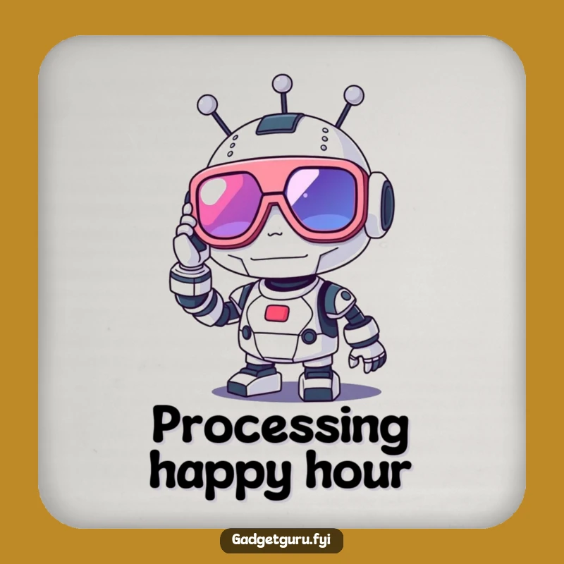 Funny Robot Glasses Coaster Set, Futuristic Table Protection and Funny Gift