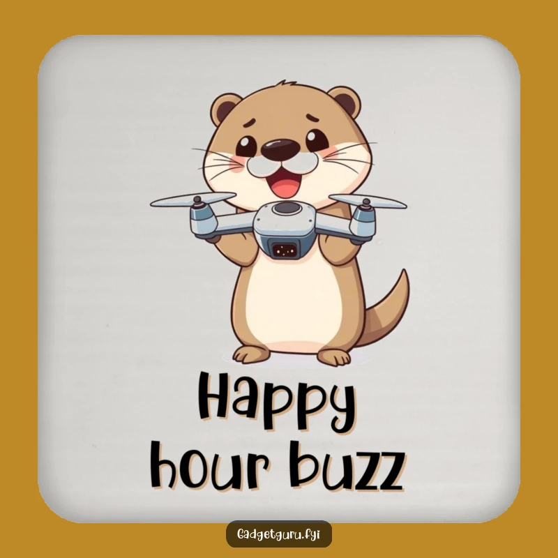 Funny Otter Drone Coaster: Protect Surfaces with Techy Charm