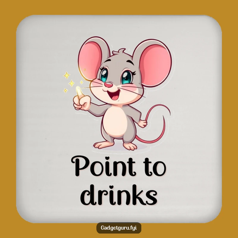 Funny Mouse Hologram Coaster, Excited Drink Protector, Humorous Futuristic Gift