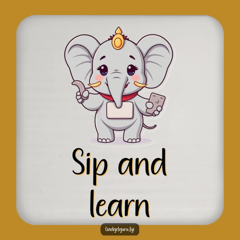 Funny Elephant Tech Coaster: Protect Surfaces with Smart Humor